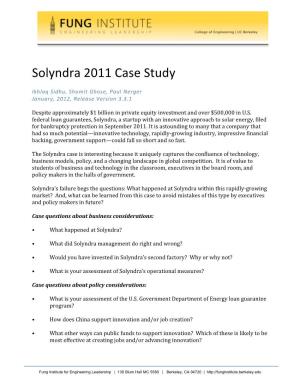 Solyndra 2011 Case Study