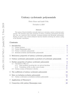 Unitary Cyclotomic Polynomials
