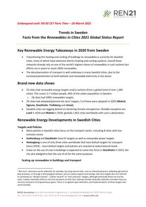 Trends in Sweden Facts from the Renewables in Cities 2021 Global Status Report