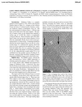 EARLY Hirise OBSERVATIONS of ATHABASCA VALLES: a LAVA-DRAPED CHANNEL SYSTEM