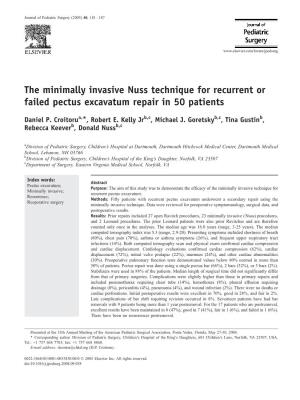 The Minimally Invasive Nuss Technique for Recurrent Or Failed Pectus Excavatum Repair in 50 Patients