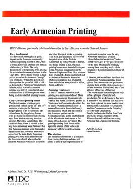 Early Armenian Printing