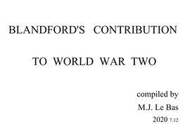Blandford's Contribution to World War