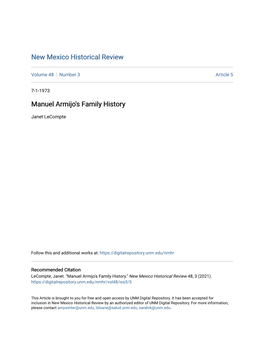 Manuel Armijo's Family History