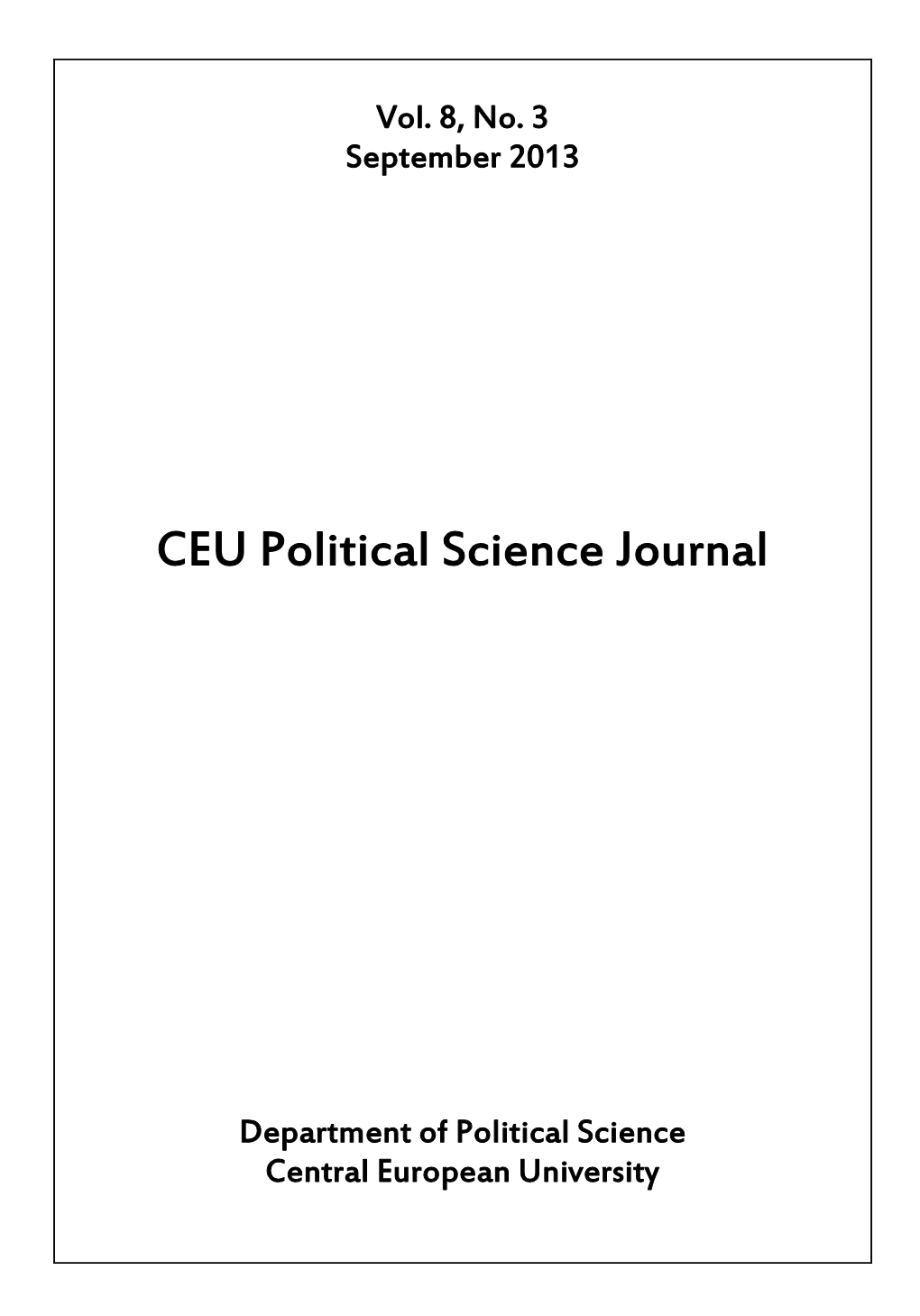 CEU Political Science Journal