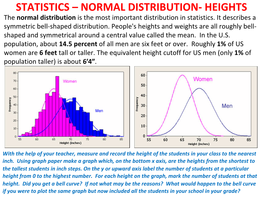 STATISTICS – NORMAL DISTRIBUTION- HEIGHTS the Normal Distribution Is the Most Important Distribution in Statistics