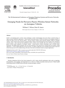 Emerging Needs for Pervasive Passive Wireless Sensor Networks on Aerospace Vehicles