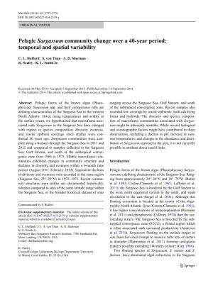Pelagic Sargassum Community Change Over a 40-Year Period: Temporal and Spatial Variability
