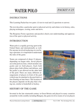 Water Polo Packet # 25