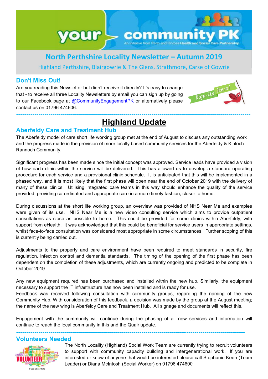 Highland Update North Perthshire Locality Newsletter – Autumn 2019