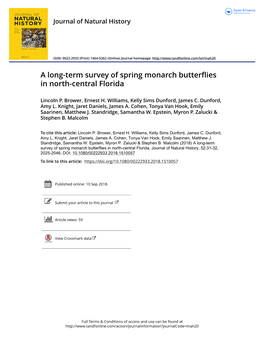 A Long-Term Survey of Spring Monarch Butterflies in North-Central Florida