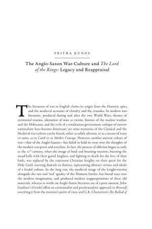 The Anglo-Saxon War-Culture and the Lord of the Rings: Legacy and Reappraisal