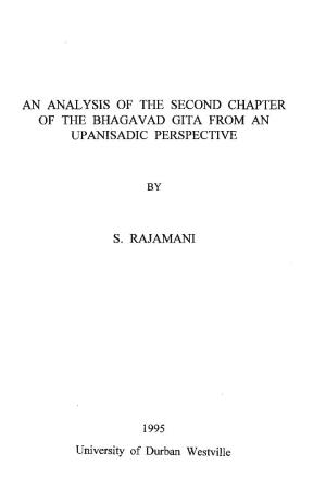 An Analysis of the Second Chapter of the Bhagavad Gita from an Upanisadic Perspective