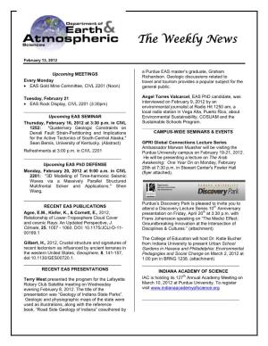 EAS Weekly Newsletter: February 13, 2012