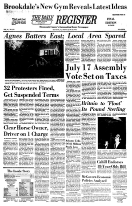 July 17 Assembly Vote Set on Taxes