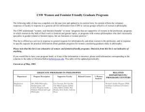 CSW Women and Feminist Friendly Graduate Programs