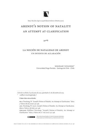 Arendt's Notion of Natality