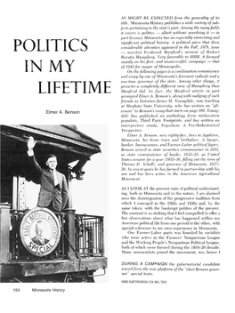Politics in My Lifetime / Elmer A. Benson