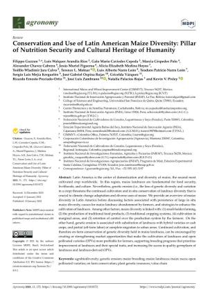 Conservation and Use of Latin American Maize Diversity: Pillar of Nutrition Security and Cultural Heritage of Humanity