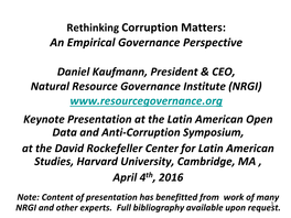 Rethinking Corruption Matters: an Empirical Governance Perspective