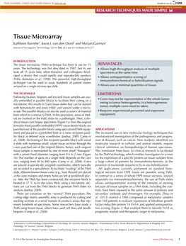 Tissue Microarray Kathleen Barrette1, Joost J