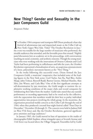 New Thing? Gender and Sexuality in the Jazz Composers Guild
