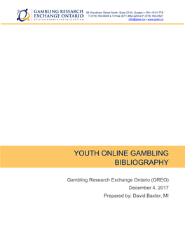 Youth Online Gambling Bibliography