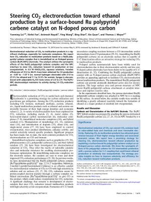 Steering CO2 Electroreduction Toward Ethanol Production by a Surface-Bound Ru Polypyridyl Carbene Catalyst on N-Doped Porous Carbon