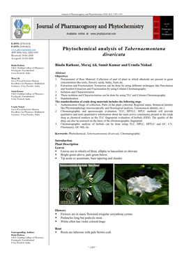 Phytochemical Analysis of Tabernaemontana Divaricata