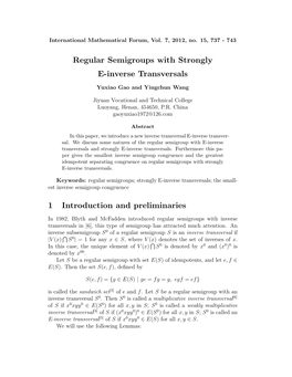 Regular Semigroups with Strongly E-Inverse Transversals