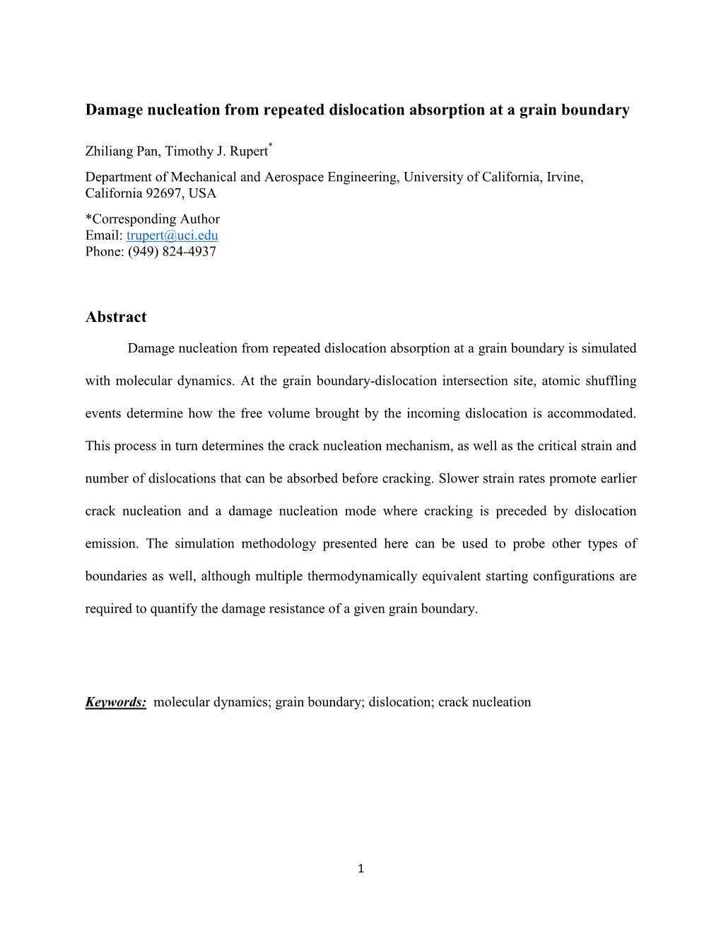 Damage Nucleation from Repeated Dislocation Absorption at a Grain Boundary