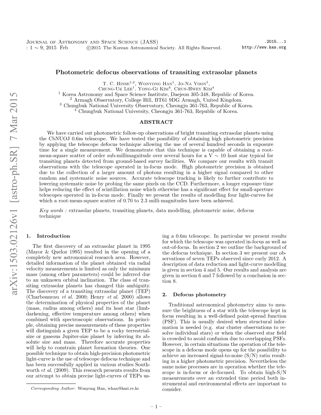 Arxiv:1503.02126V1 [Astro-Ph.SR]