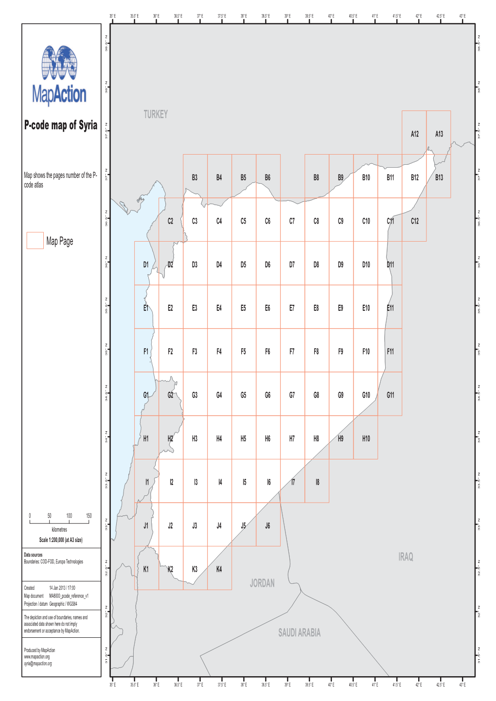 P-Code Map of Syria A12 A13 37.5° N 37.5° N