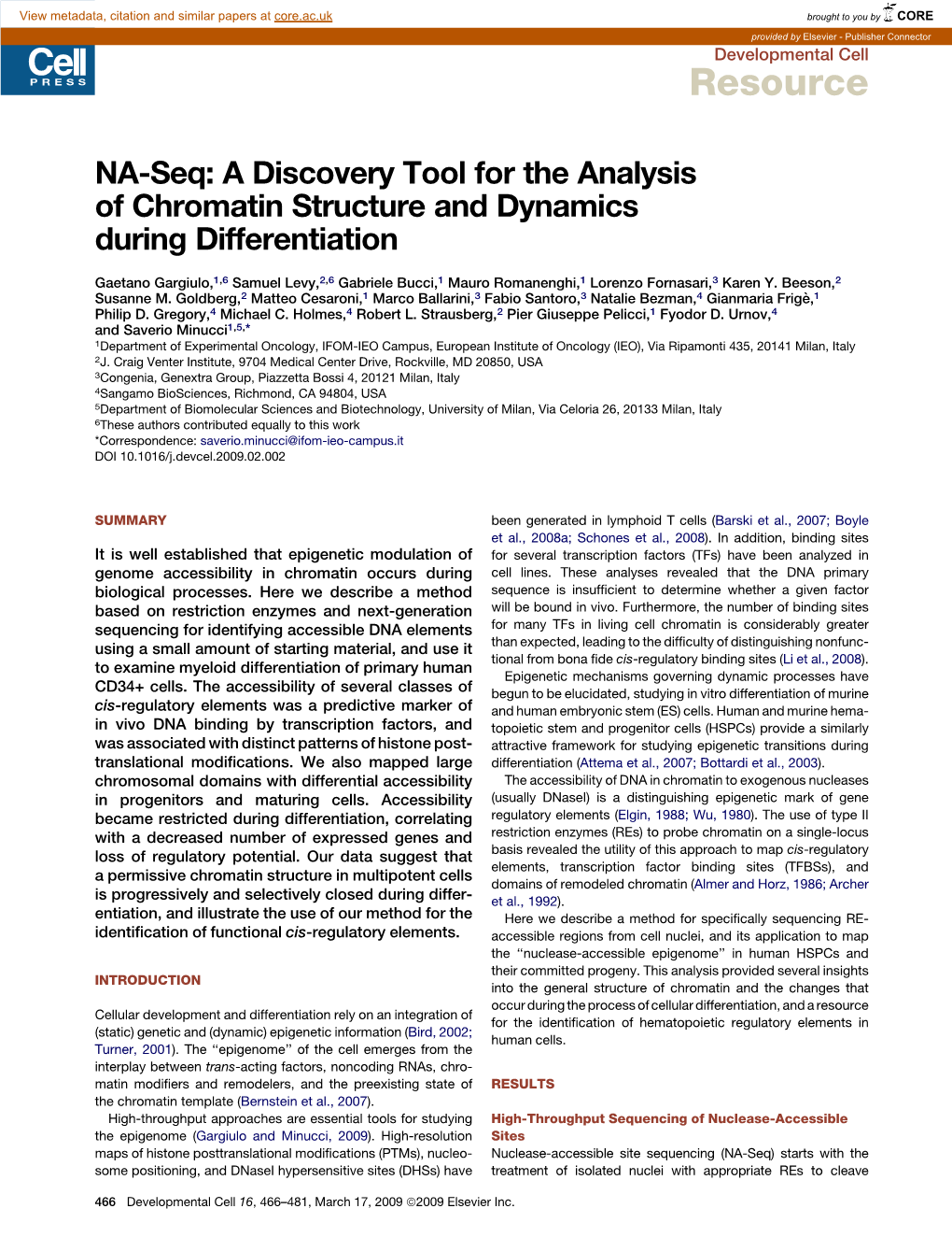 A Discovery Tool for the Analysis of Chromatin Structure and Dynamics During Differentiation