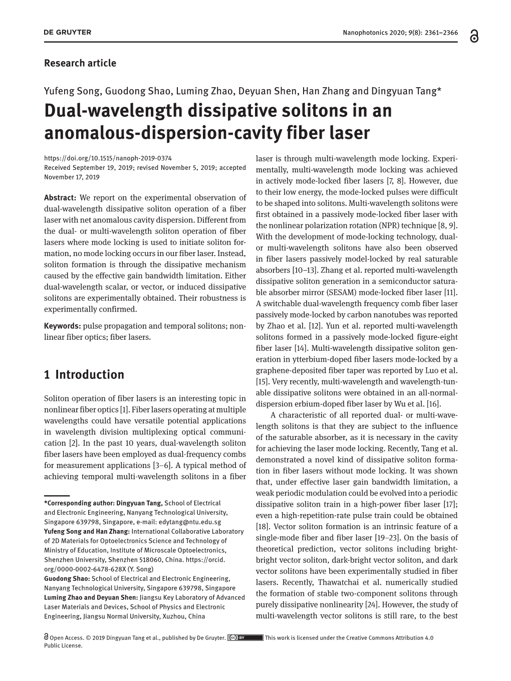 Dual-Wavelength Dissipative Solitons in an Anomalous-Dispersion-Cavity