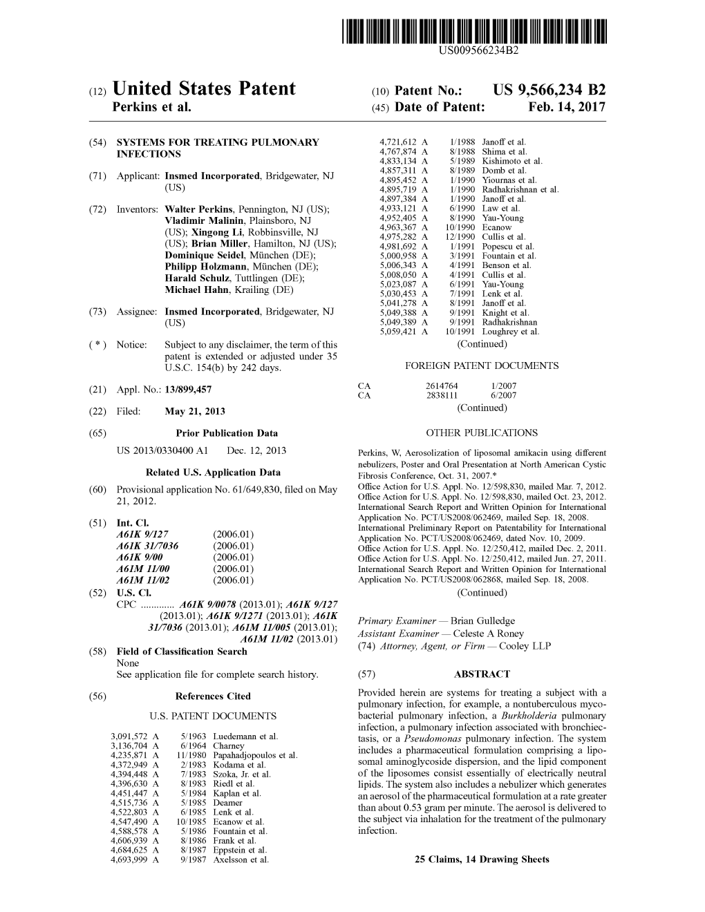 United States Patent (10) Patent No.: US 9,566,234 B2 Perkins Et Al