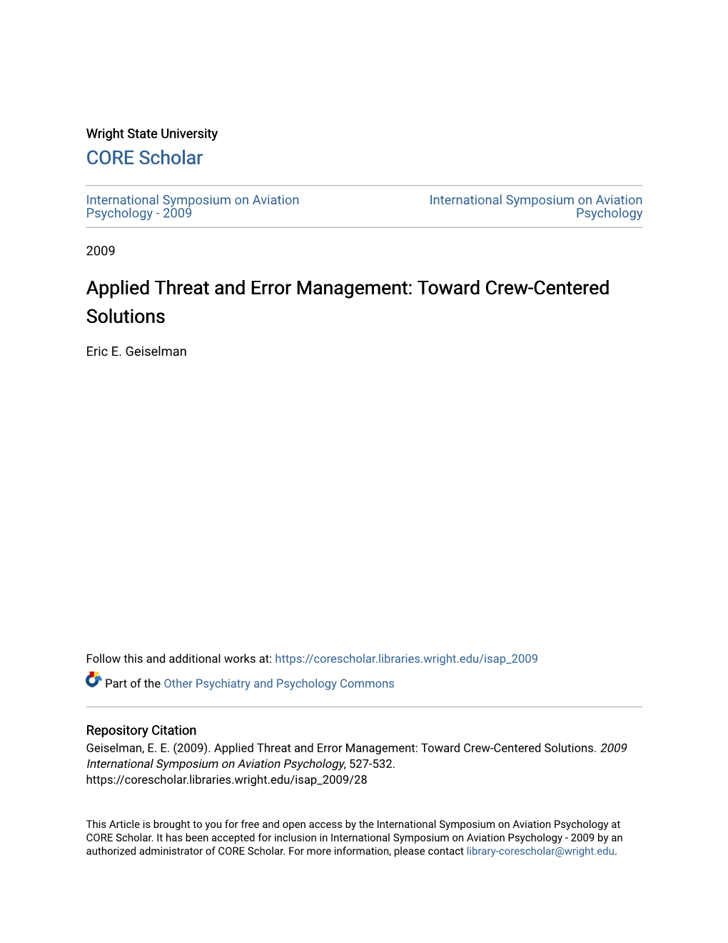 Applied Threat and Error Management: Toward Crew-Centered Solutions