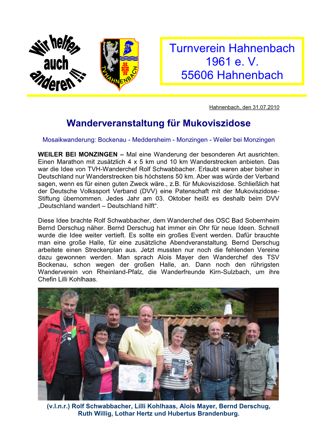 Turnverein Hahnenbach 1961 E. V. 55606 Hahnenbach