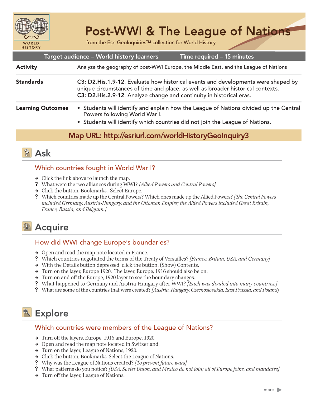 Post-WWI & the League of Nations