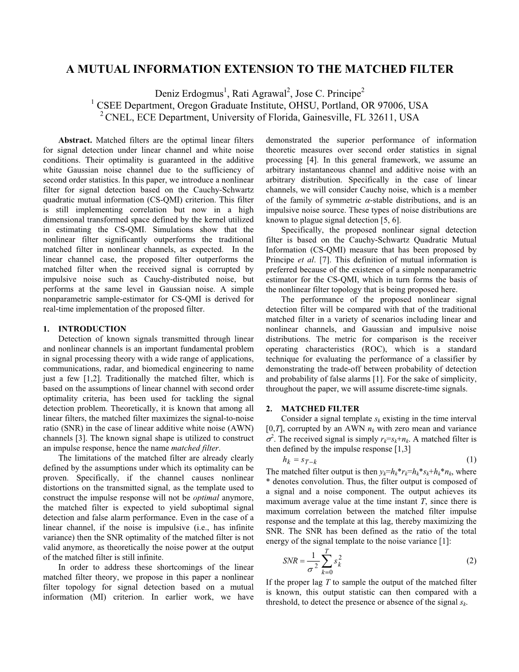 Nonlinear Matched Filter