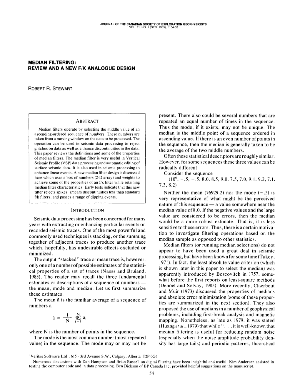 Median Filtering: Review and a New F/K Analogue Design