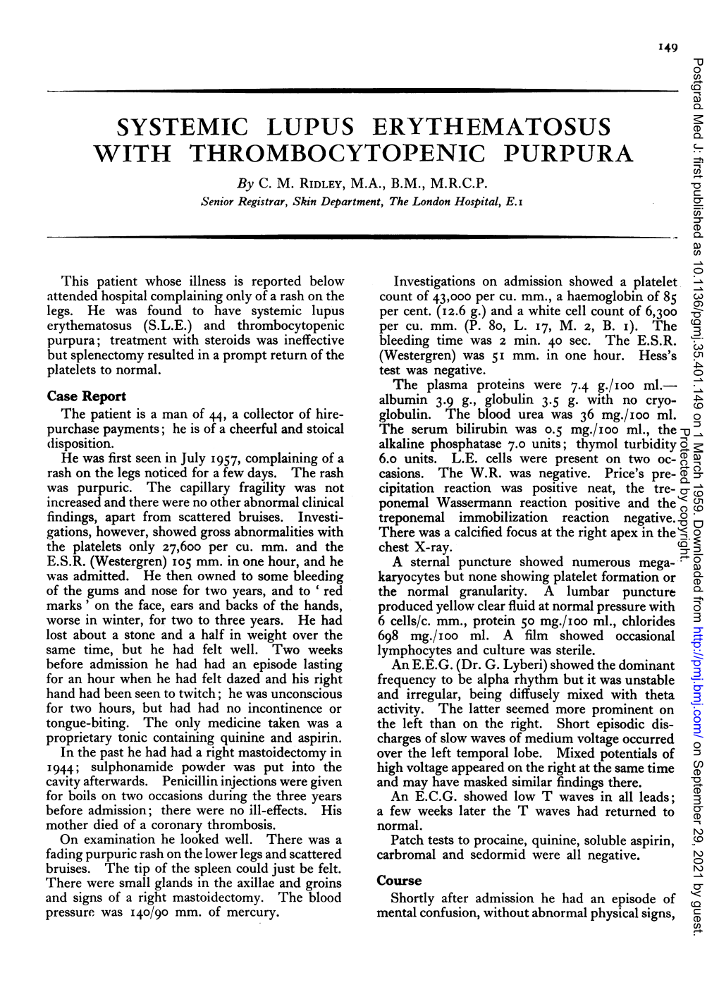 SYSTEMIC LUPUS ERYTHEMATOSUS with THROMBOCYTOPENIC PURPURA by C