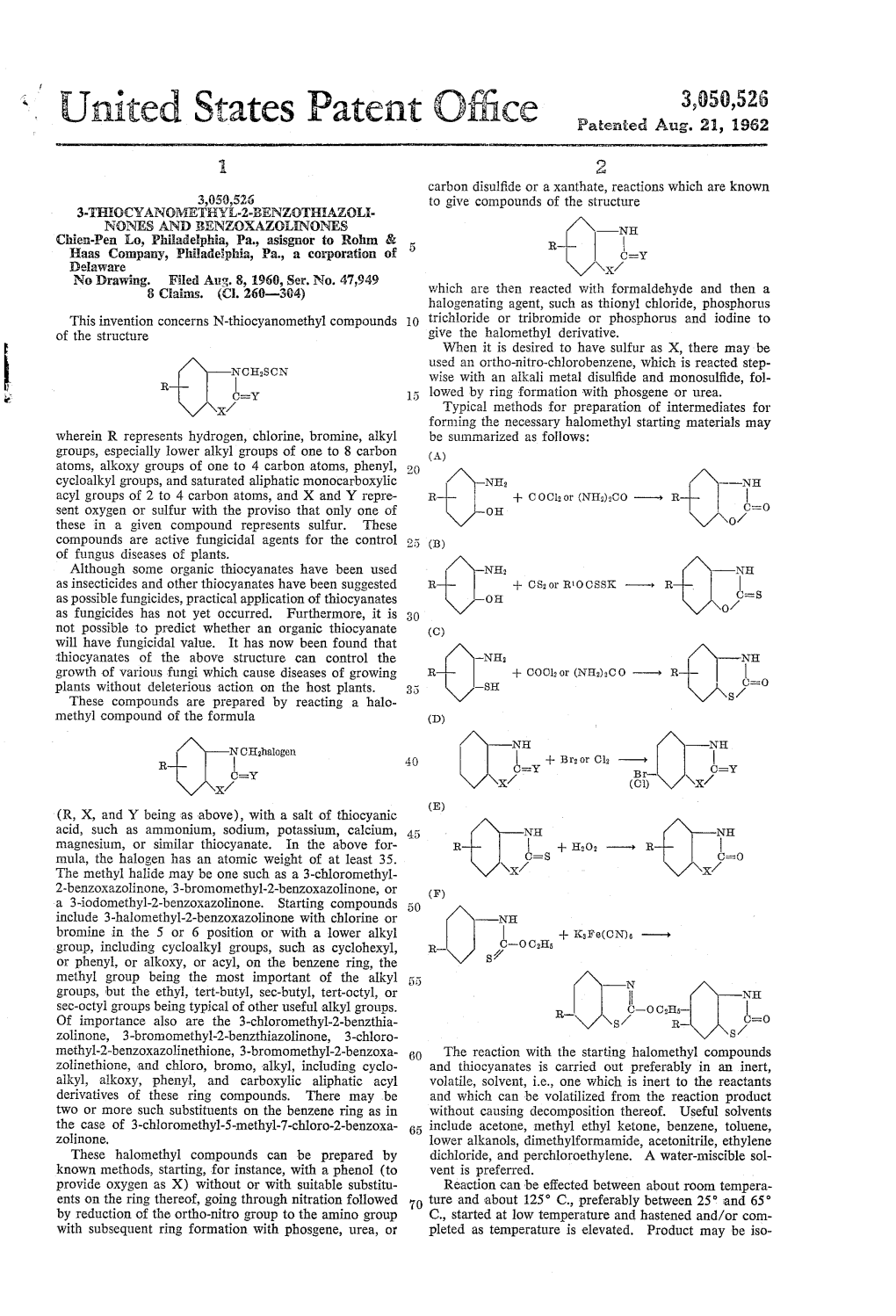 United States Patent Office Patented Aug