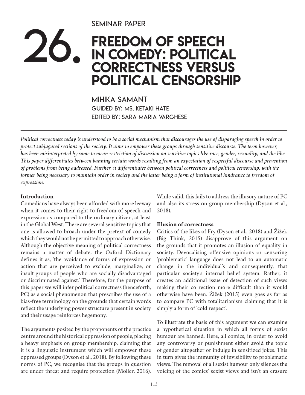 Freedom of Speech in Comedy: Political 26