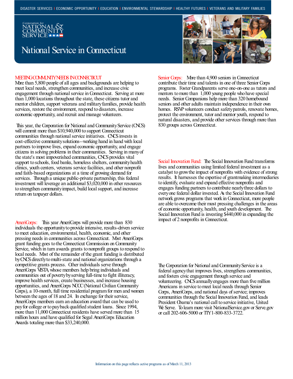 National Service in Connecticut