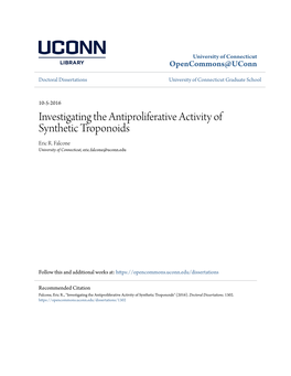 Investigating the Antiproliferative Activity of Synthetic Troponoids Eric R