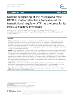 Genome Sequencing of the Trichoderma Reesei