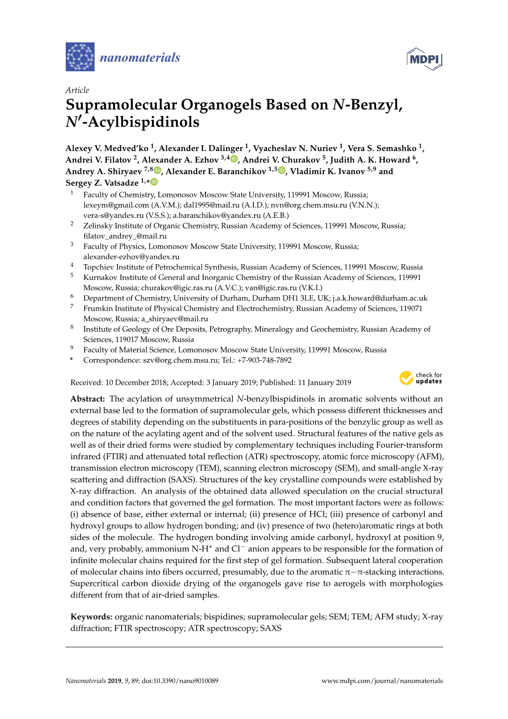 Supramolecular Organogels Based on N-Benzyl, N'-Acylbispidinols