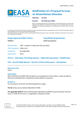 Notification of a Proposal to Issue an Airworthiness Directive