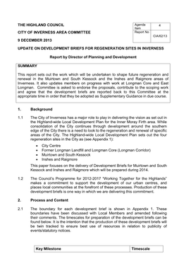 Update on Development Briefs for Regeneration Sites in Inverness